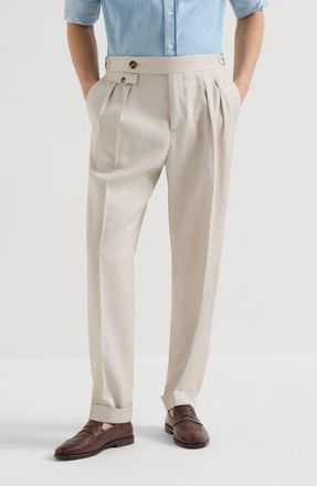 Brunello Cucinelli Trousers with double pleats and tabs in Buff at Nordstrom, Size 54 It