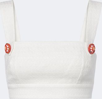Dolce & Gabbana Cotton and linen-blend crop top