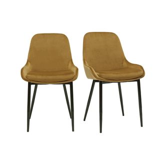 Miliboo Set De 2 Sillas De Terciopelo Color Bronce Holo