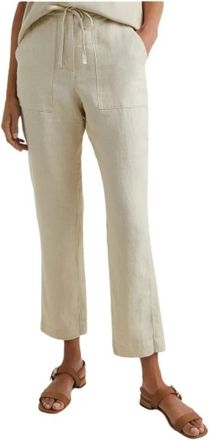 Tommy Hilfiger Linnen Boyfriend Broek - Dames - Vrijetijds broeken - Beige - L - Linnen - Broeken