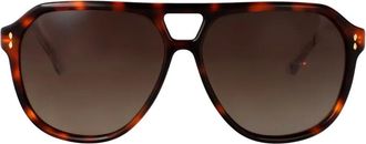 Isabel Marant Occhiali da sole ovali con effetto tartarugato - Marrone