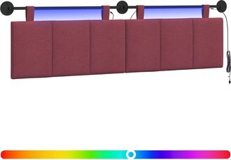 vidaXL Cabecero Colgante Con Luz Led Rojo Vino Tela Vidaxl