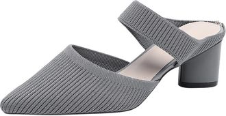 Generic Womens Party Shoes Size 5.5 Pointed Toe Chunky Block Heel Mules Comfortable Sandals Backless Pump for Business and Daily Wear Ladies Footwear 2 Footwe