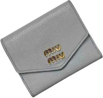 Miu Miu Gray Leather Wallet (Tri-Fold) (Pre-Owned)