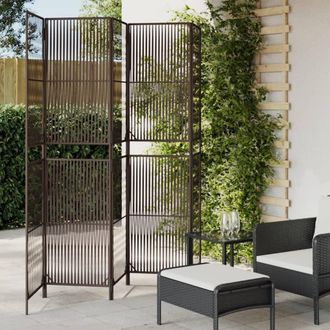 vidaXL Biombo De 5 Paneles Rat&aacute;n Sint&eacute;tico Marr&oacute;n Vidaxl