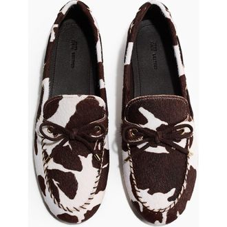 H&M Deck Shoes in White/cowhide Print at Nordstrom, Size 11