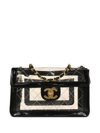 Chanel 1995 Maxi Classic Flap Shoulder Bag - women - PVC - One Size - Black