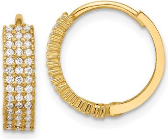 Diamond2Deal 10K Yellow Gold Polished 4mm Cubic Zirconia Hoop Earrings