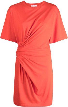 Frame Denim short-sleeve ruched-detail minidress - women - Organic Cotton - S - Red