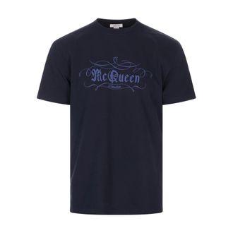 Alexander McQueen Alexander McQueen, T-Shirts, male, Blue, Size: M Blue T-shirts and Polos Cotton Composition