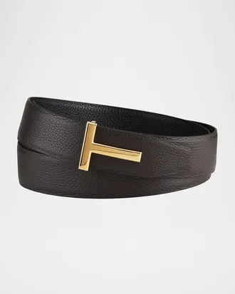 Tom Ford Men & apos;s Signature T Leather Belt