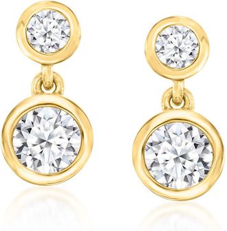 Ross-Simons Lab-Grown Diamond Double-Drop Earrings in 18kt Gold Over Sterling