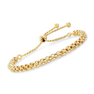 Ross-Simons Italian 18kt Yellow Gold Over Sterling Silver Mesh Bolo Bracelet