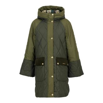 Barbour Jassen, Dames, Groen, XS, Leer, Gewatteerde Jas Olijf/Donker Mos/Oude T