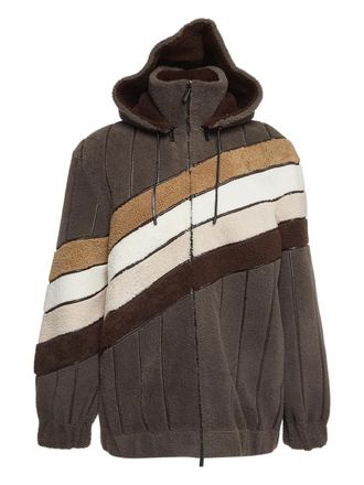 Fendi leather hooded bomber jacket - Brown