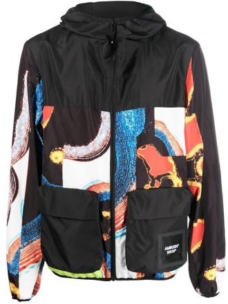 AMBUSH abstract-pattern paneled technical jacket - Black