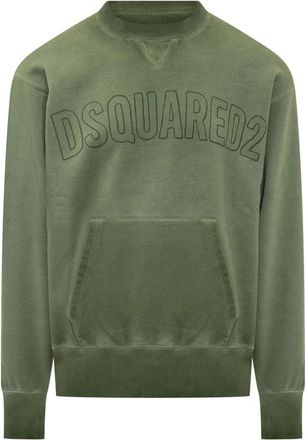 Dsquared2 Sweatshirt met lange mouwen en ronde hals - Heren - Sweatshirts - Groen - L - Hoodies & sweatvesten