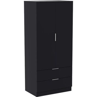 Home Discount Trega 2 Door 2 Drawer Wardrobe Bedroom Storage Unit, H 170 x W 76 x D 53 cm, Black
