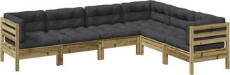 vidaXL 6 Piece Garden Sofa Set with Cushions Impregnated Wood Pine vidaXL