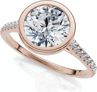 Pompeii3 Certified 1 1/2ct Diamond Bezel With Accent Engagement Ring 14k Gold Lab Grown