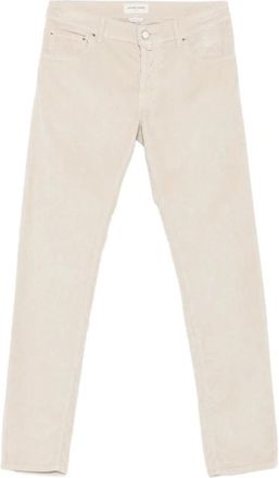 Jacob Cohen Broeken, Heren, Beige, W32, Crème Vijf-Pocket Knoopsluiting Broek