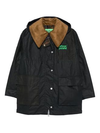 Barbour x Ganni gewaxte duffeljas - Zwart