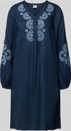 Emily van den Bergh Knielanges Tunikakleid mit Lochstickerei in Marine, Gr&ouml;&szlig;e 36