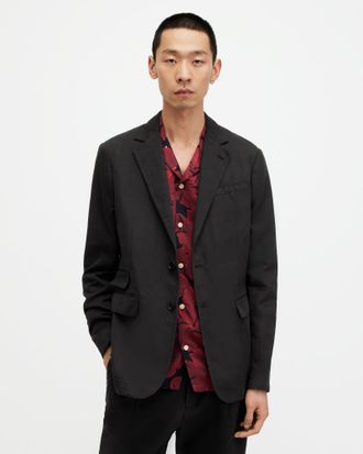 AllSaints Mens Main: 51% Cotton, 49% Linen Sainte Linen Blend Garment Washed Blazer, Size: 40
