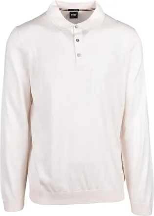BOSS Beige Virgin Wool Polo Sweater