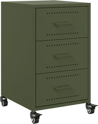 vidaXL Bedside Cabinet Olive Green 36x39x59 cm Steel Vidaxl