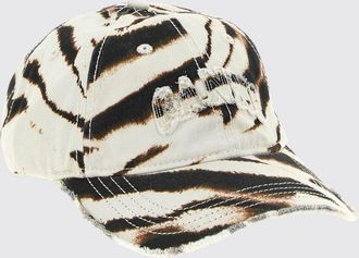 Ganni Cappello da baseball in cotone con motivo animalier e logo ricamato
