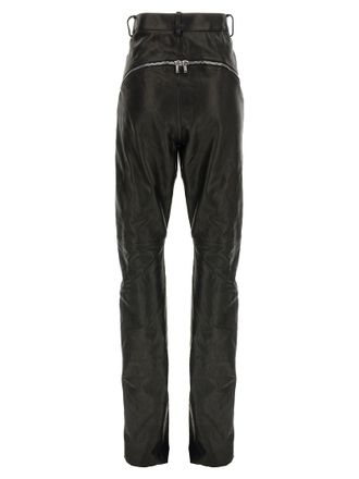 Rick Owens Womens Black Leather Pants