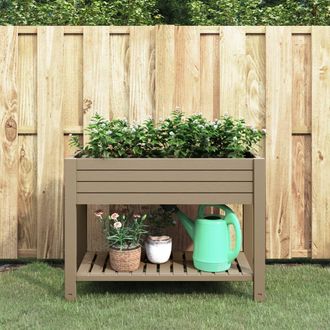 Berkfield Home Garden Raised Bed Light Brown 110x45x79 cm Polypropylene | Size: 110 x 45 x 79 cm