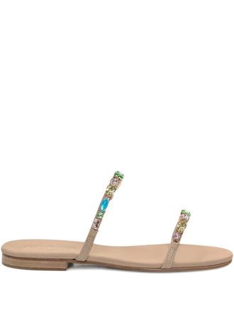 Emanuela Caruso Capri crystal-embellished sandals - women - Nappa Leather/Nappa Leather/Leather - 40 - Neutrals