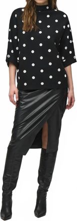 Joseph Ribkoff Juliette Jacquard Sweater Dot Print Top In Black