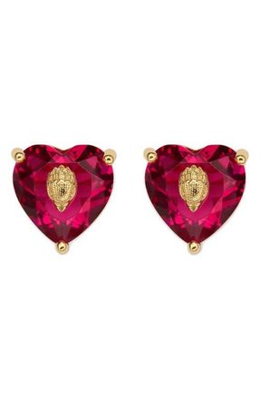 Kurt Geiger Crystal Heart Stud Earrings in Gold/Pink at Nordstrom