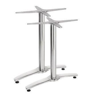 Netfurniture Alome Aluminium Twin Leg Table Base in Silver