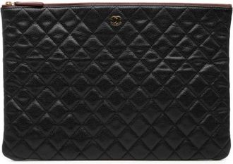 Chanel Pre-owned Vintage Leren Clutch - Dames - Vintage Clutch - Zwart - ONE Size - Leer - Vintage