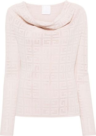 Givenchy 4G-jacquard V-neck top - women - Polyester/Viscose/Viscose - S - Pink