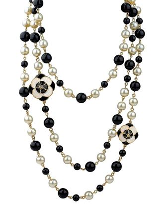 Liv Oliver 18K Plated 60.00 Ct. Tw. Onyx 9Mm Pearl Endless Necklace