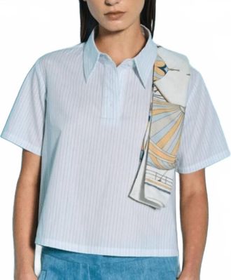 WE-AR4 Crew Short Sleeve Stripe Shirt In White Pinstripe