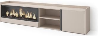 Skraut Home Skraut Home - Mueble Tv, Televisi&oacute;n, Muebles De Sal&oacute;n, Almacenaje, 212x35x50cm, Para Tv Hasta 80, Chimenea El&eacute;ctrica Xxl, Estilo Moderno, Beige