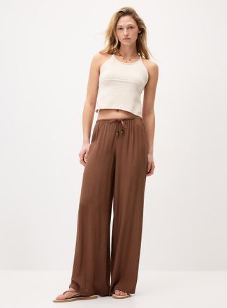 Twik Womens Crinkled elastic-waist wide-leg pant