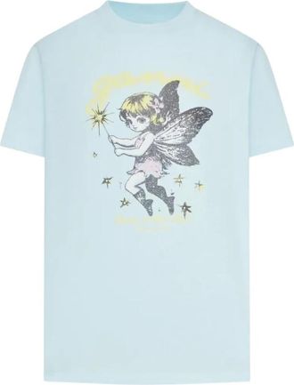 Ganni Tops, Dames, Blauw, XS, Katoen, Basic Cotton Jersey fairy