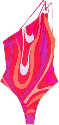 Pucci Marmo-print swimsuit - women - Elastane/Polyamide - L - Red