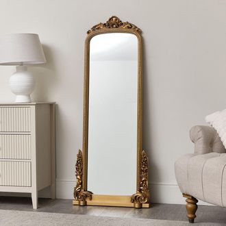 Melody Maison Large Tall Arch Antique Gold Ornate Mirror - 150cm X 60cm | Size: 150 cm X 60 cm