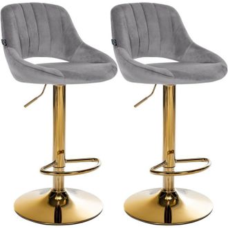 Clp Set da 2 sgabelli da bar Milet in velluto grigio scuro Metallo oro
