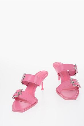 Alexander McQueen Leather Sandals With Buckle Heel 7 cm size 37