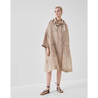 Brunello Cucinelli WomenS Medium Brown Oversized Hooded Coat, Size 4