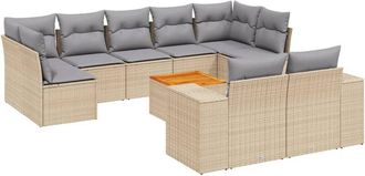 vidaXL Juego De Sof&aacute;s Jard&iacute;n Con Cojines Beige 10 Pzas Rat&aacute;n Sint&eacute;tico Vidaxl
